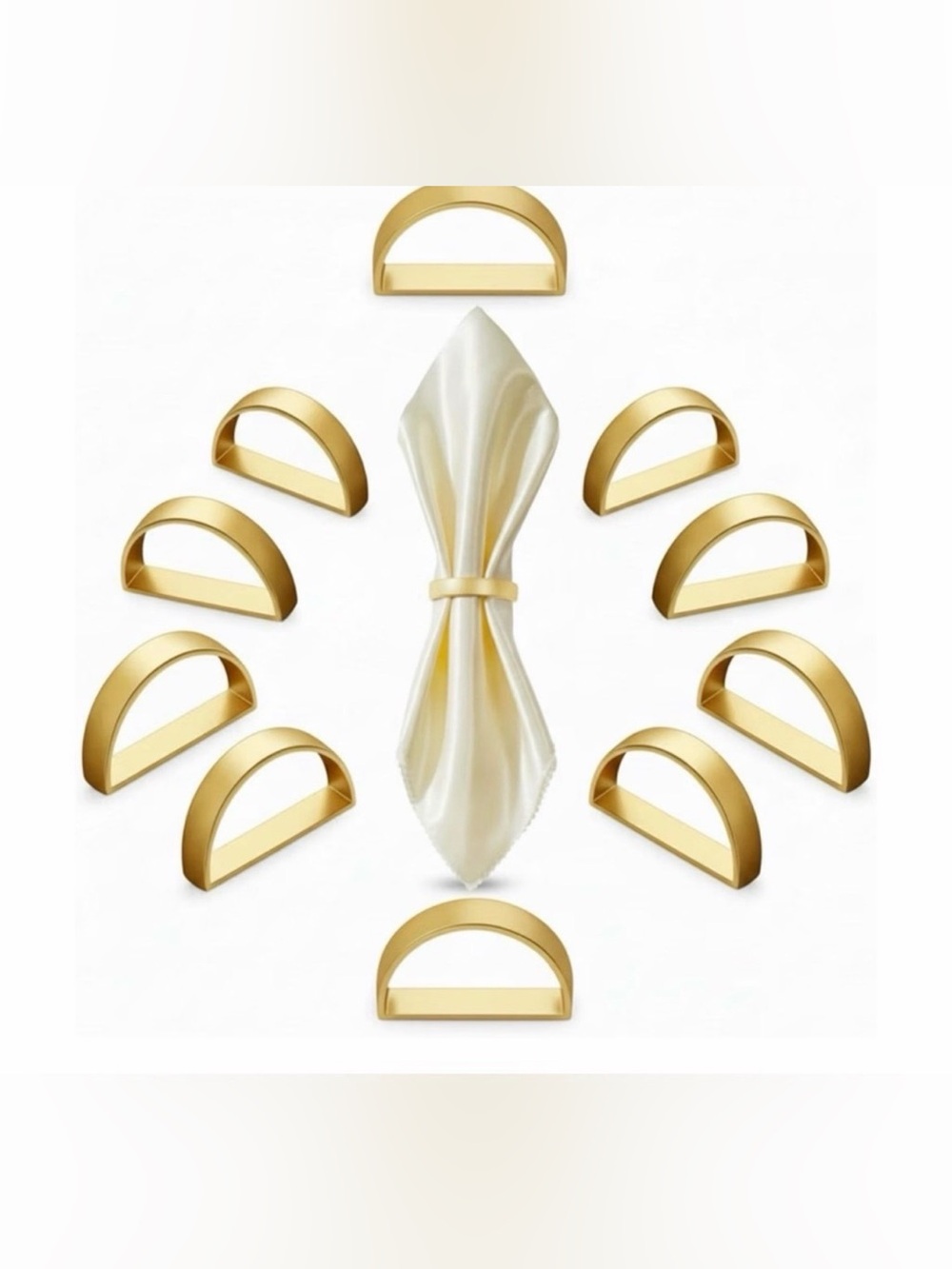 🍽️20 Piece Matte Gold Napkin Rings Set Elegant Semicircle Holiday Table Decor 🍽️